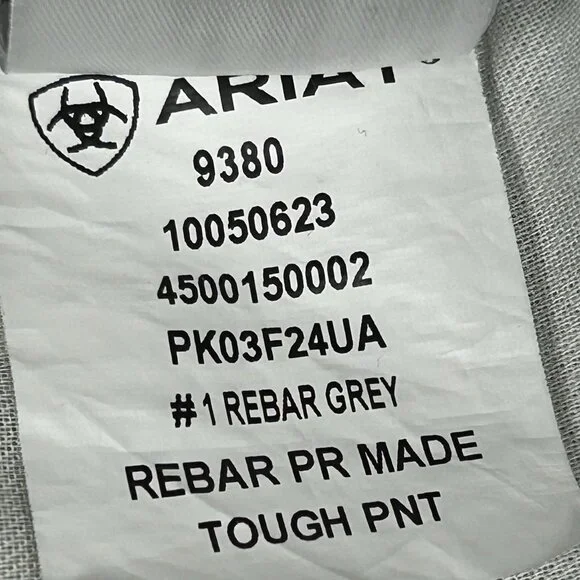 Ariat Rebar Perfect Rise Made Tough Straight Pant Womens 33R Fits 36x31.5 Gray - Picture 7 of 16